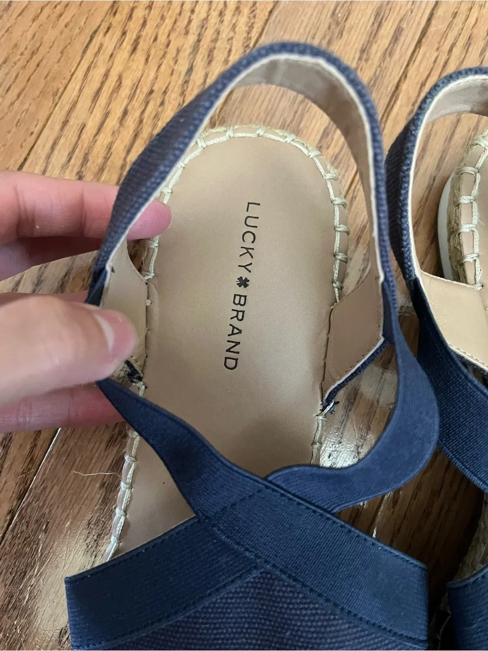 Lucky Brand Navy Canvas Slingback Espadrille Flats